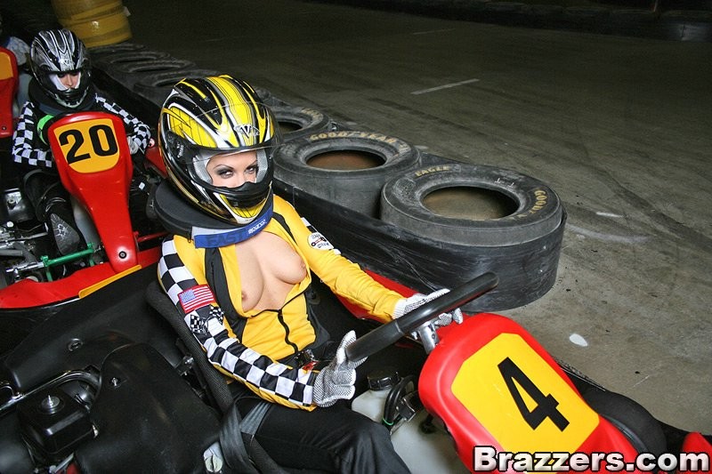 Roxy and August fucking a big hard cock on a go kart track #71394165