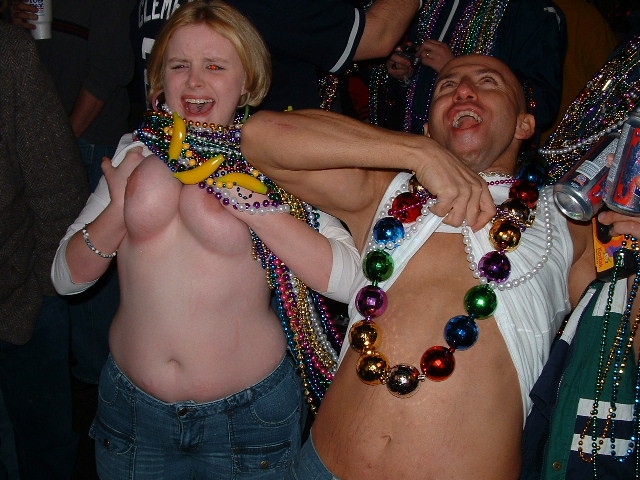 Drunk girls flash tits at mardis gras #76402996