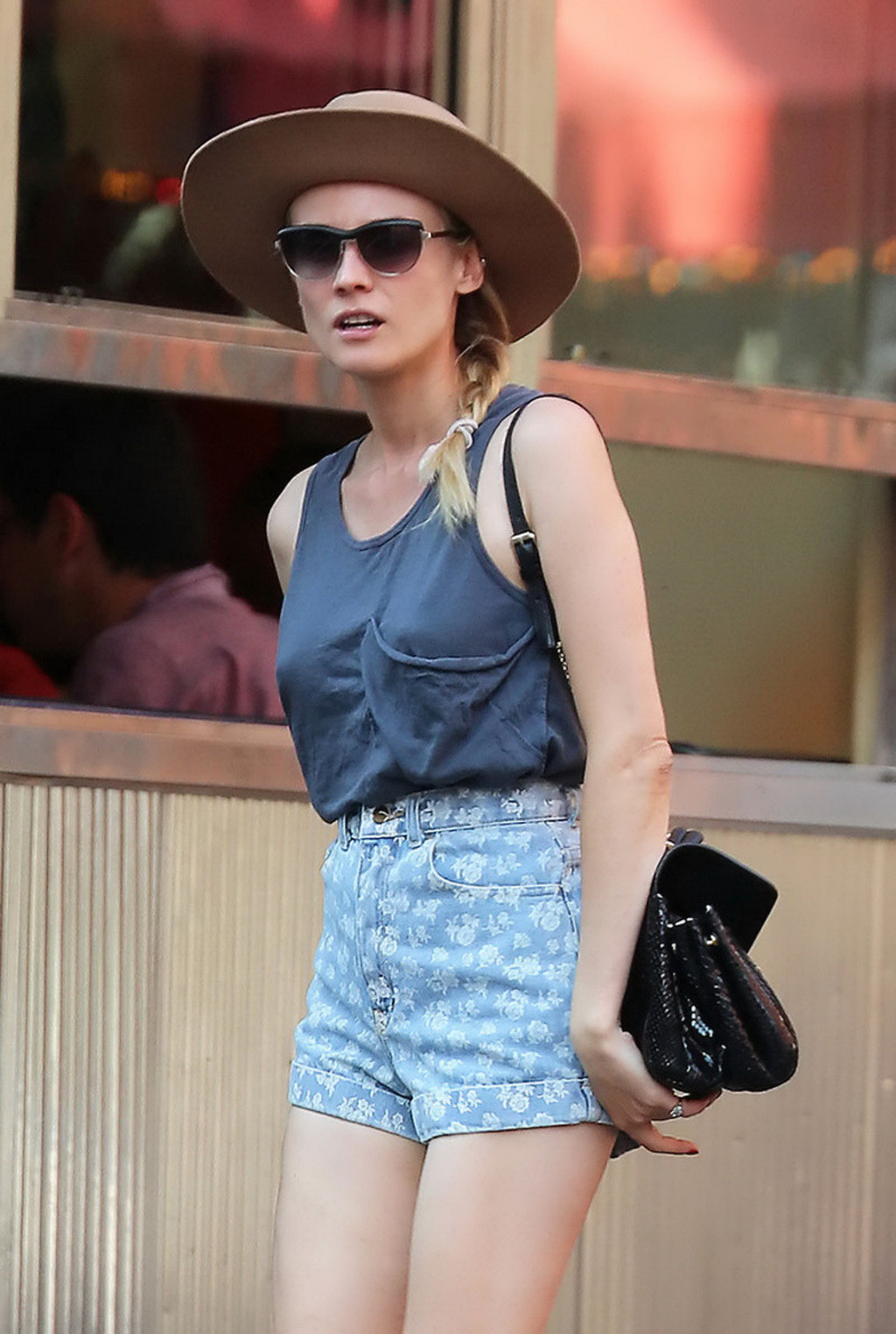 Diane Kruger leggy and showing slight pokies in denim shorts and skimpy top out  #75252901