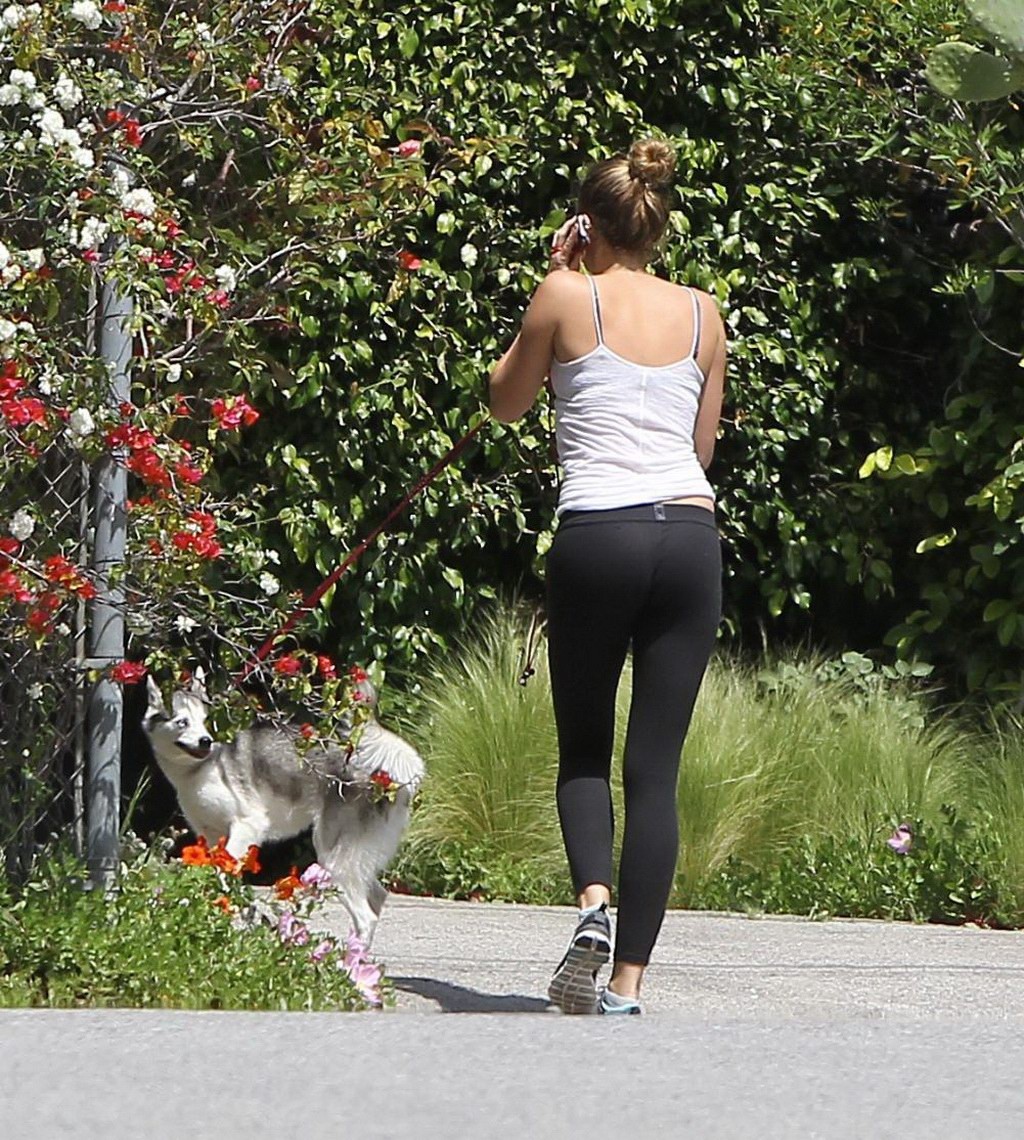 Miley Cyrus see through to bra while running out her dog in Toluca Lake #75267635