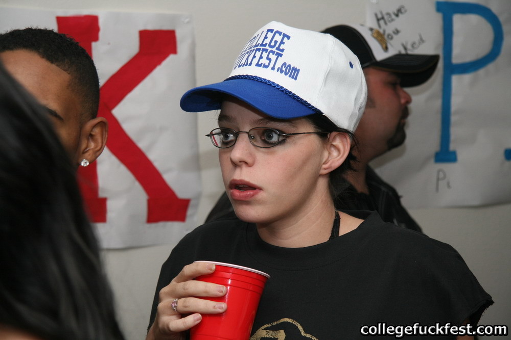 College preggo slut sucks a bunch of throbbing hard cocks