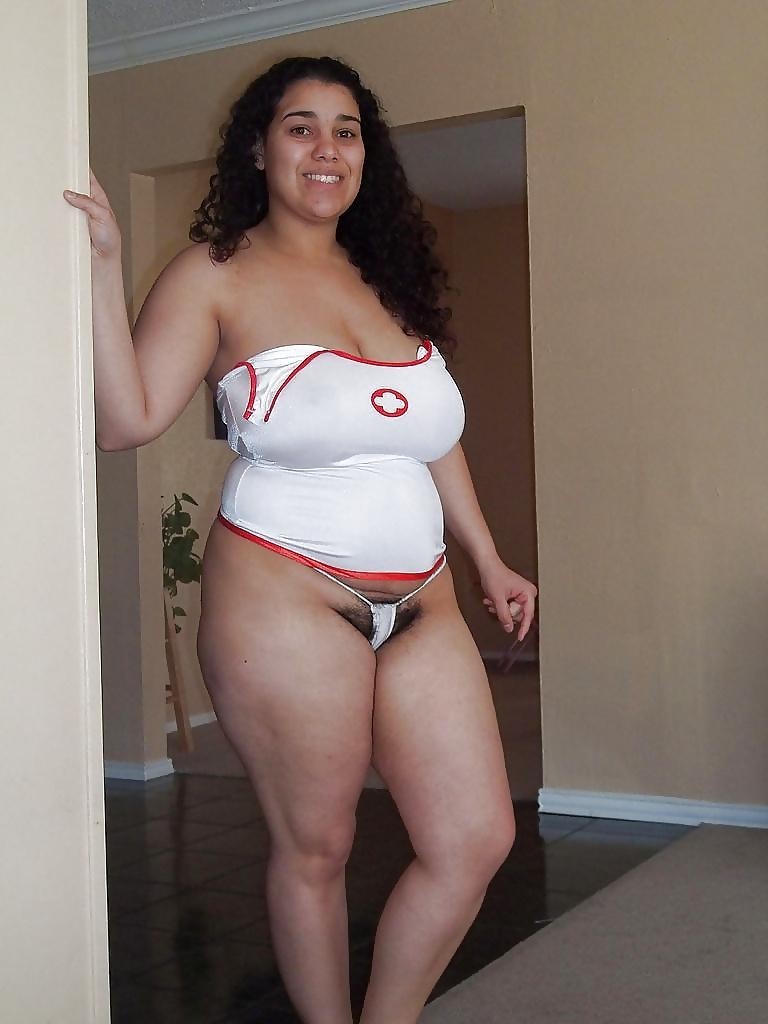 Latina BBW posing naked and showing off her bush #67432529