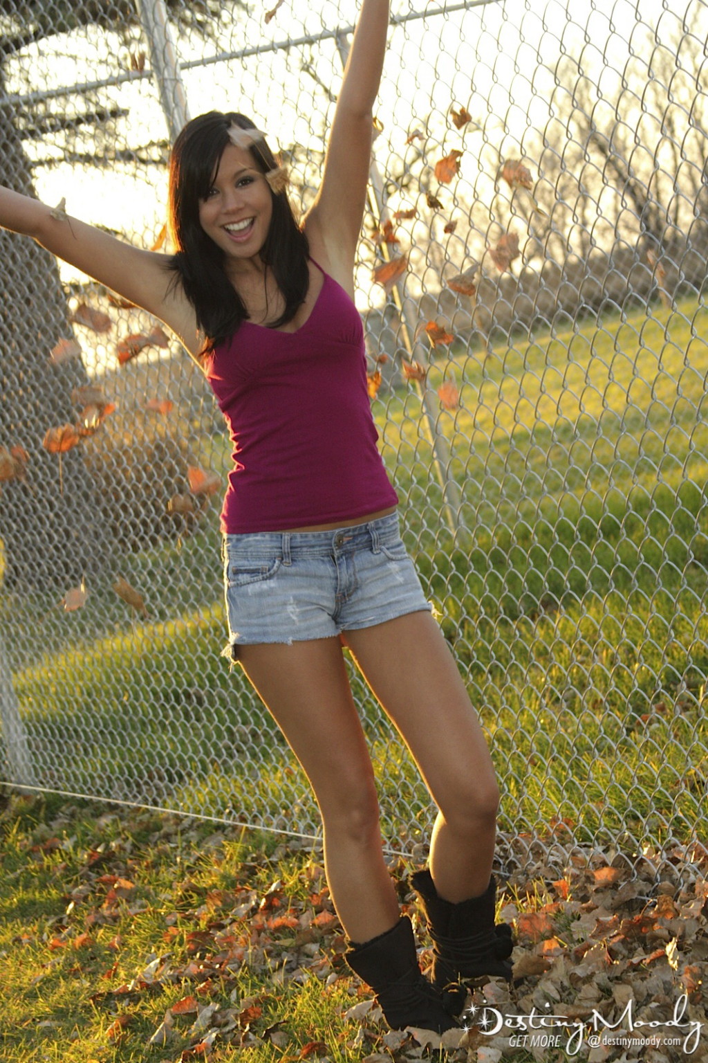 Destiny Moody enjoys a crisp autumn day as the clothes fall off #67307918