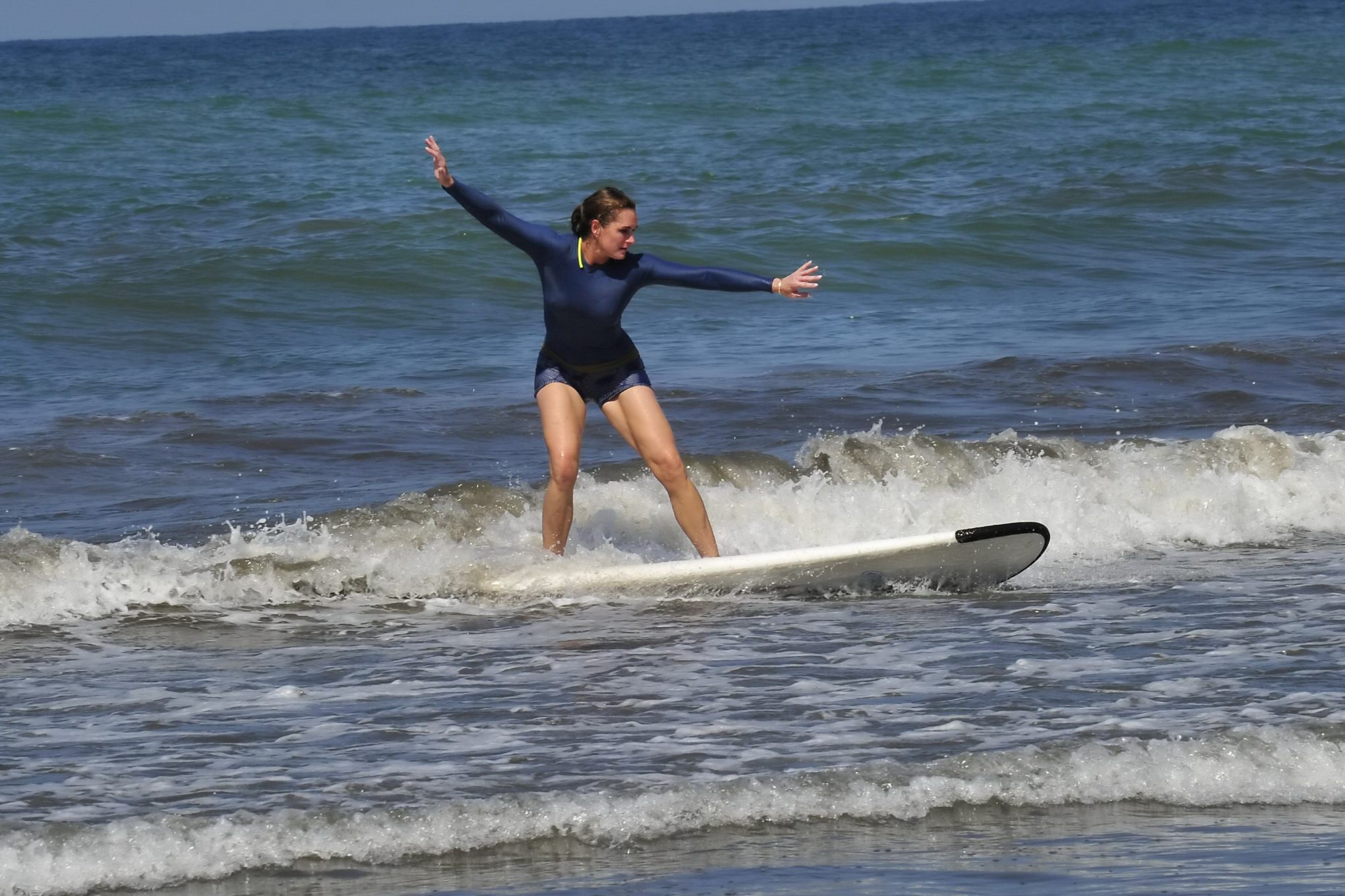 Brooke Shields busty showing her nipple pokies while surfing at the beach in Cos #75169789