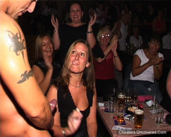 Drunk wives at the male stripper club suck some guys off #77752789
