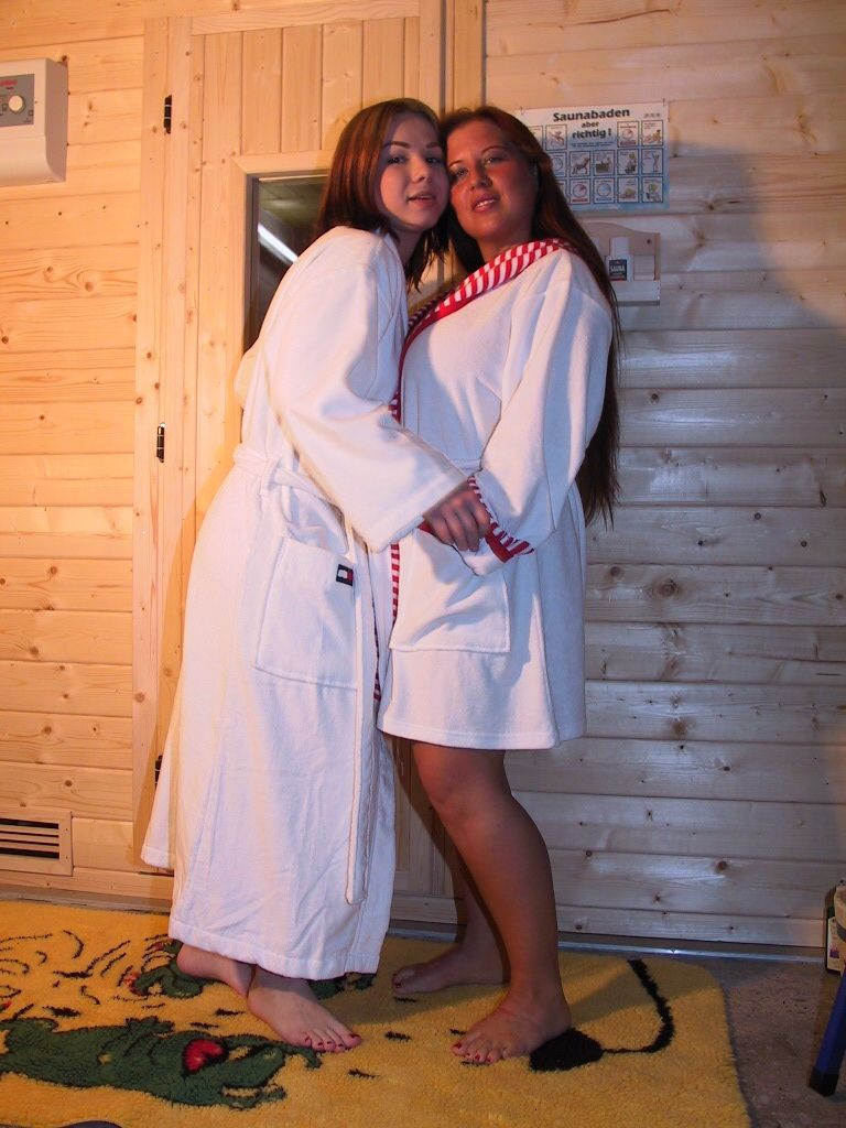 Two lesbian fattie kissing in sauna #75526877