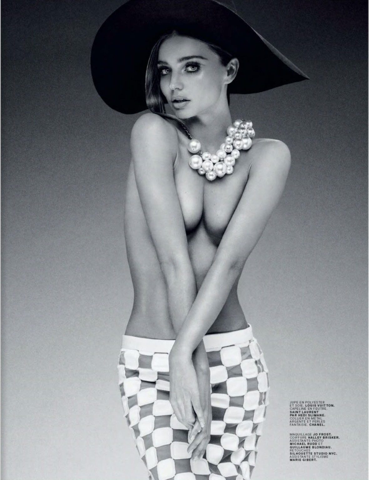 Miranda Kerr topless but hiding her boobs in February 2013 issue of Jalouse Maga