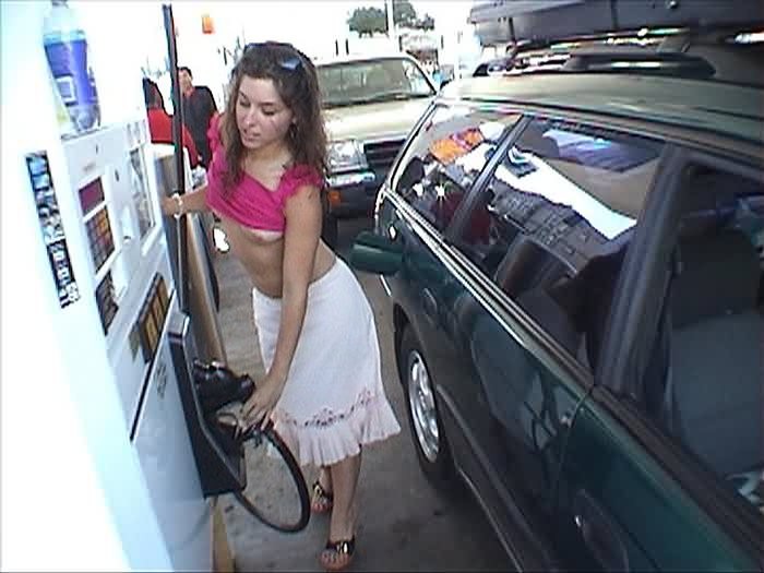 Sweetie Flashing at the Gas Station and Downtown #78924764