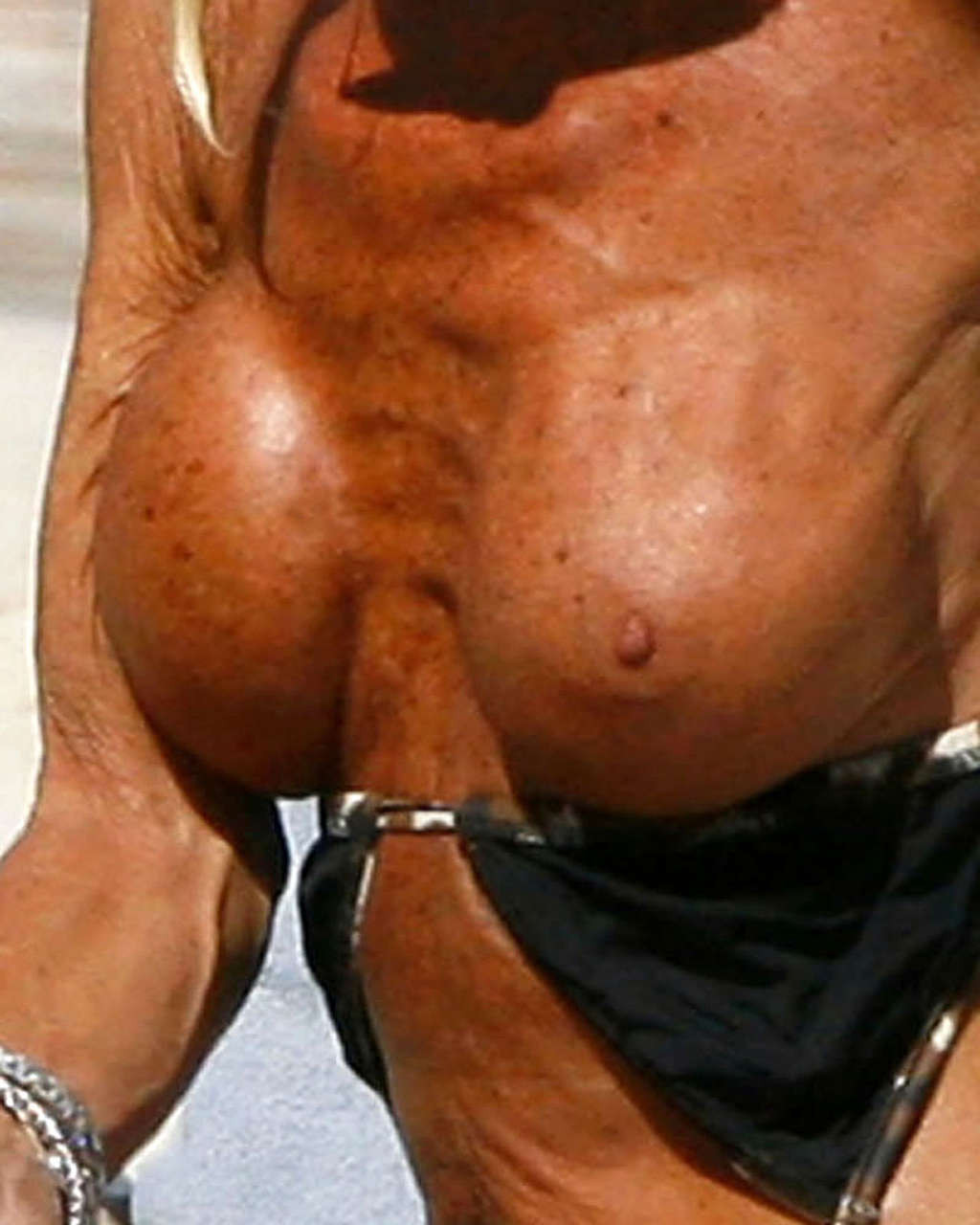 Donatella Versace cought exposing her big tits on beach paparazzi pictures #75362494