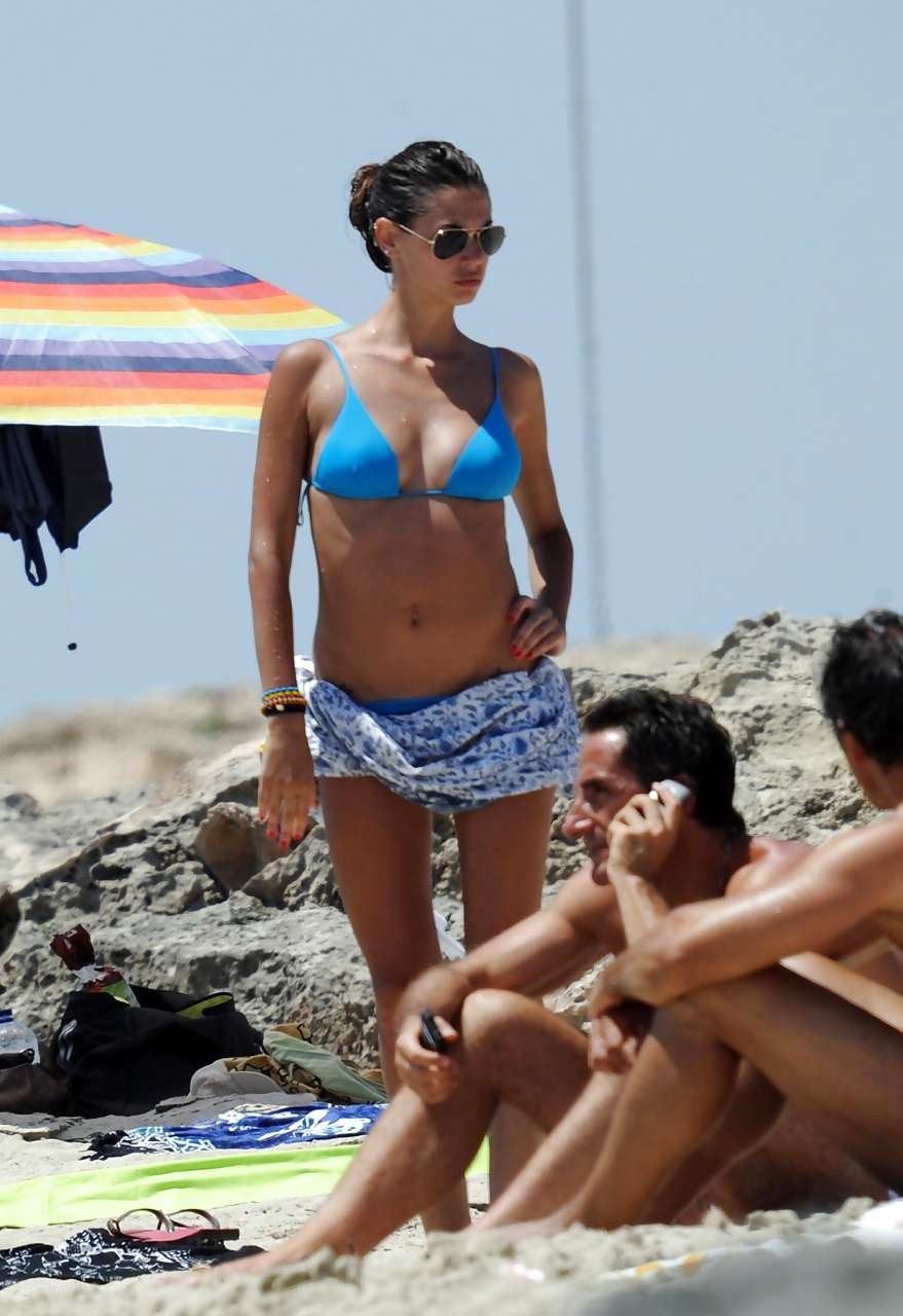 Melissa Satta showing her great ass in thong bikini on beach #75297584