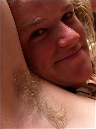 Hairy  blonde playing outside #73902166