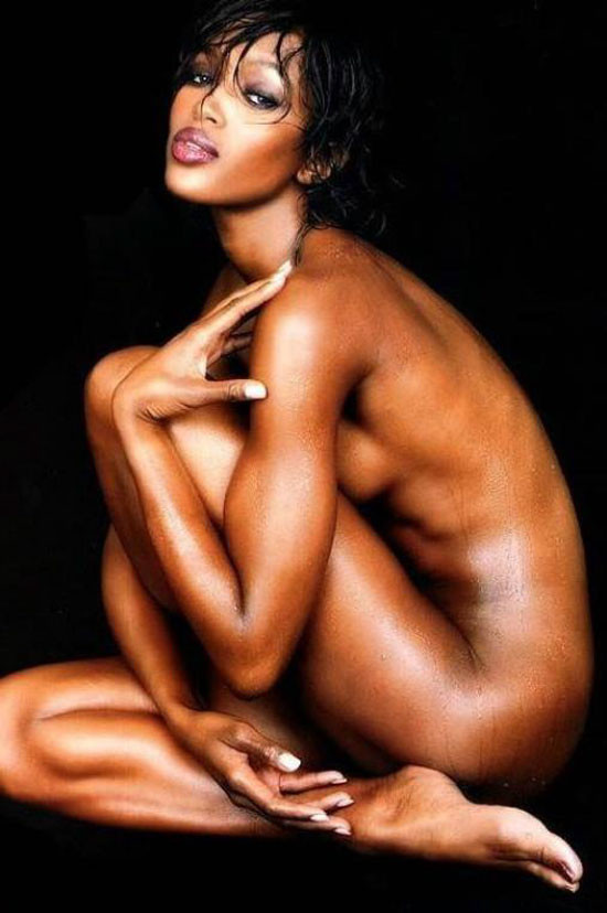 Naomi Campbell posing totally naked and very sexy with milk #75438685