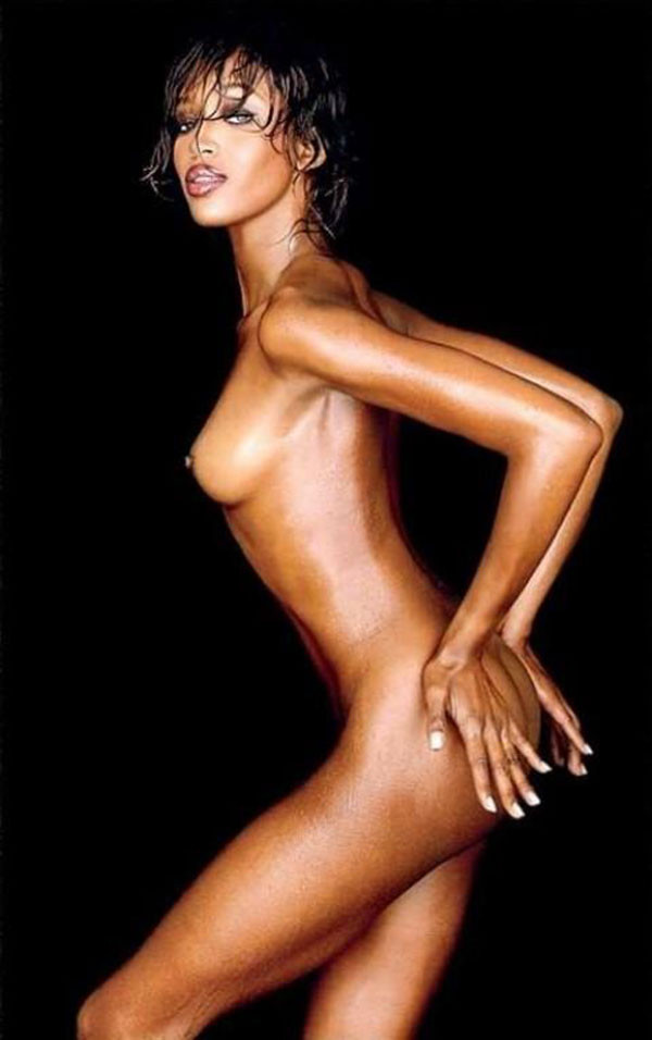 Naomi Campbell posing totally naked and very sexy with milk #75438686