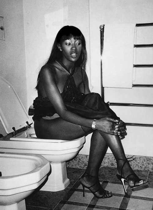 Naomi Campbell posing totally naked and very sexy with milk #75438695