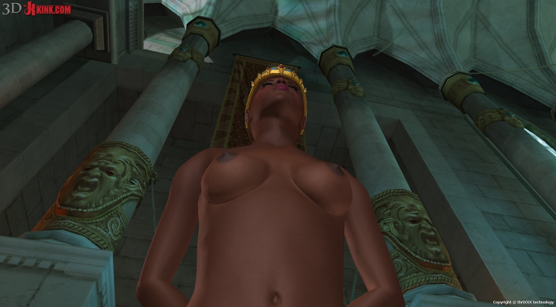 Tied ebony slave - scene created in virtual fetish 3d sex game! #69358798