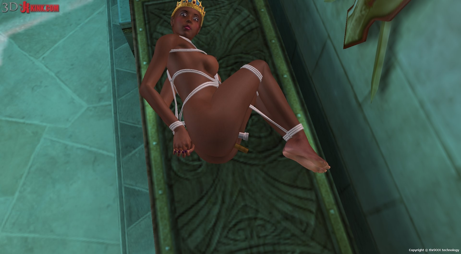 Tied ebony slave - scene created in virtual fetish 3d sex game! #69358855
