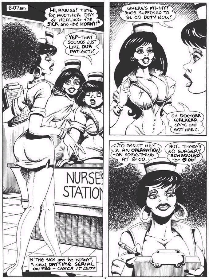 Regardez ces infirmières coquines de bande dessinée, qui se font baiser par les médecins. 
 #69491412