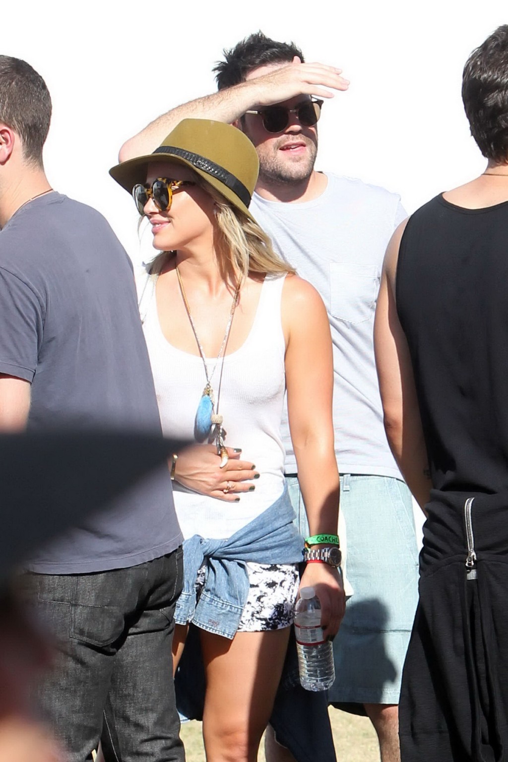 Hilary Duff busty and leggy in transparent tank top and shorts #75199459