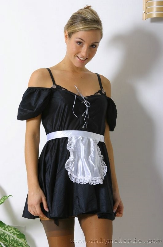 Beautiful blonde french maid in tan stockings #78346290