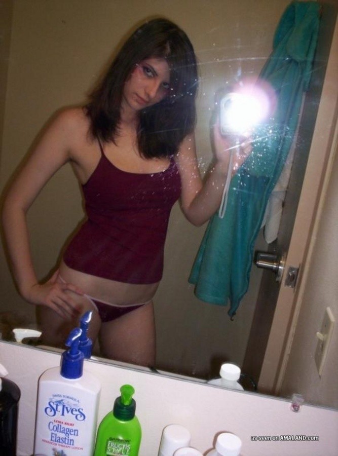 Cute GF Amanda selfshooting in the bathroom mirror #67239213