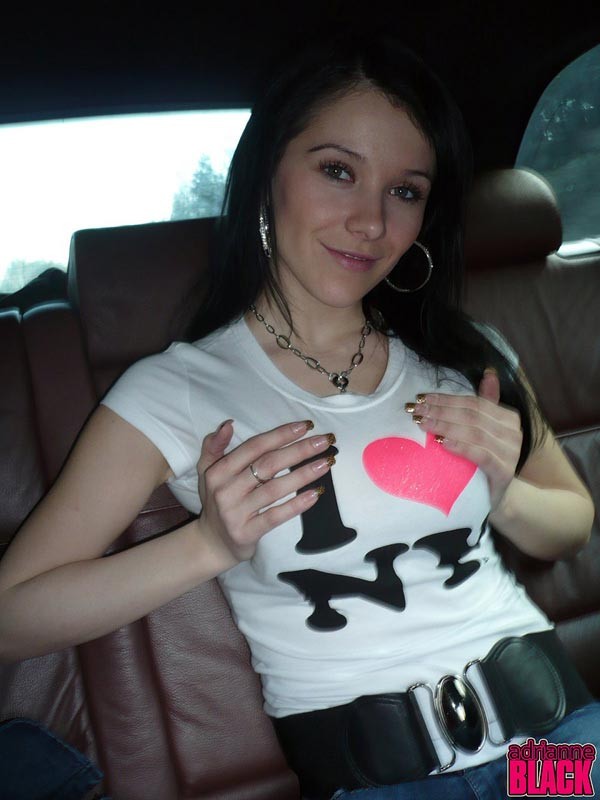 Busty NY tourist Adrianne Black strips down in the back seat #71447425
