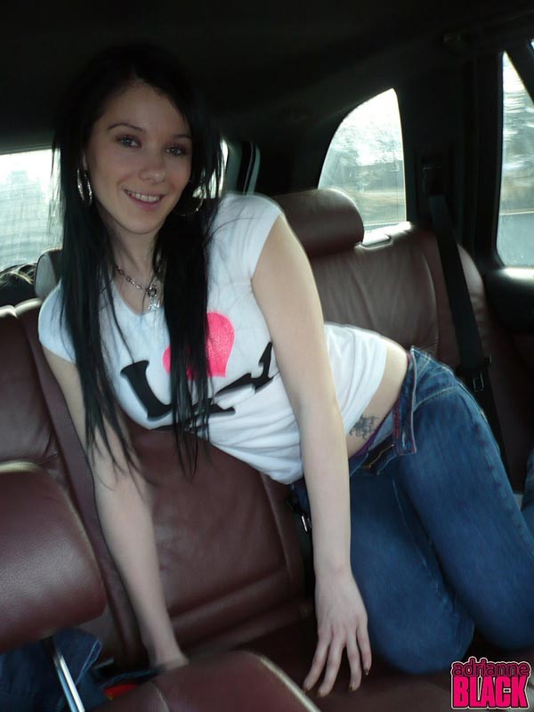 Busty NY tourist Adrianne Black strips down in the back seat #71447435