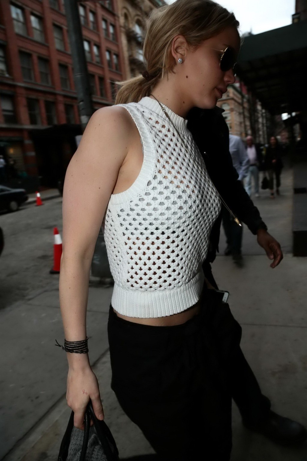 Busty Jennifer Lawrence see through to bra out in NYC #75165314