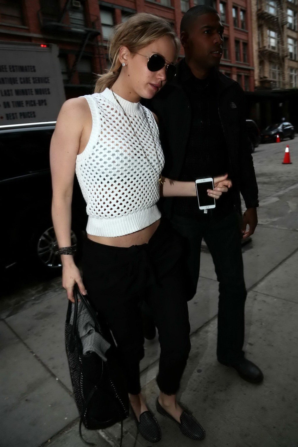 Busty Jennifer Lawrence see through to bra out in NYC #75165330
