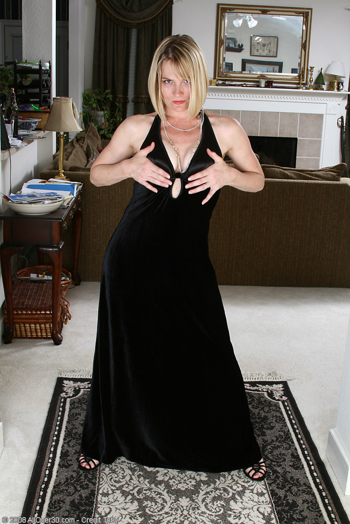 Elegant and mature Brittany slips off her black dress #73502830