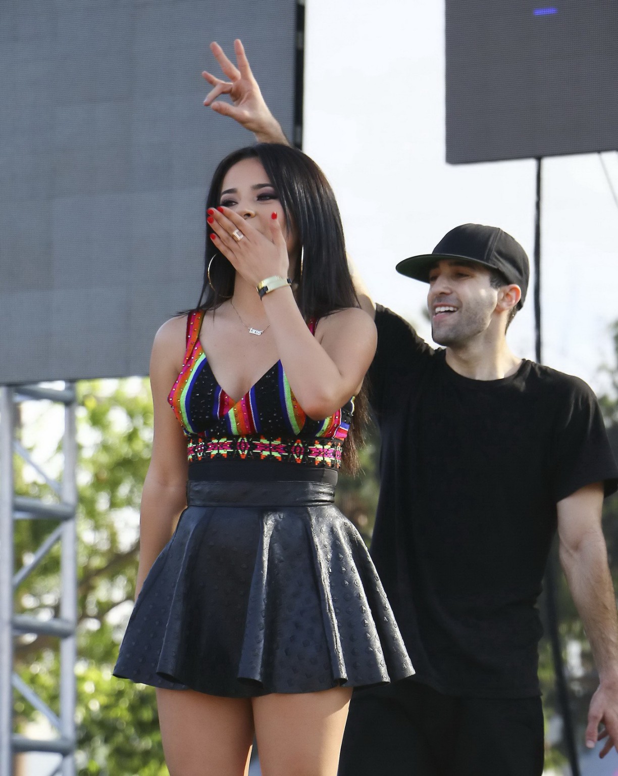 Becky G cleavy and leggy in skimpy top and mini skirt performing at the LA Pride #75161235