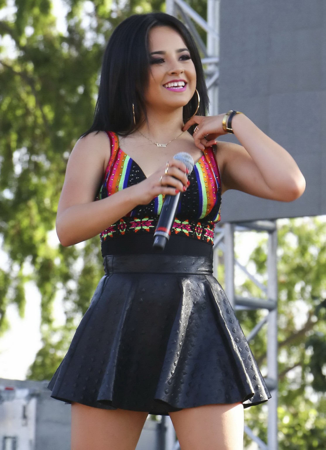 Becky G cleavy and leggy in skimpy top and mini skirt performing at the LA Pride #75161280