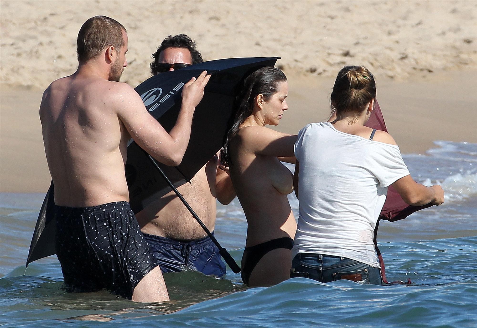 Marion Cotillard showing off her big boobs on the set of 'Rust and Bone' in Cann #75285718