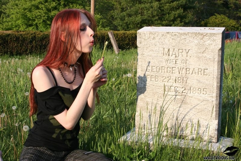 hot babe liz hangs out in a cemetary #73283205