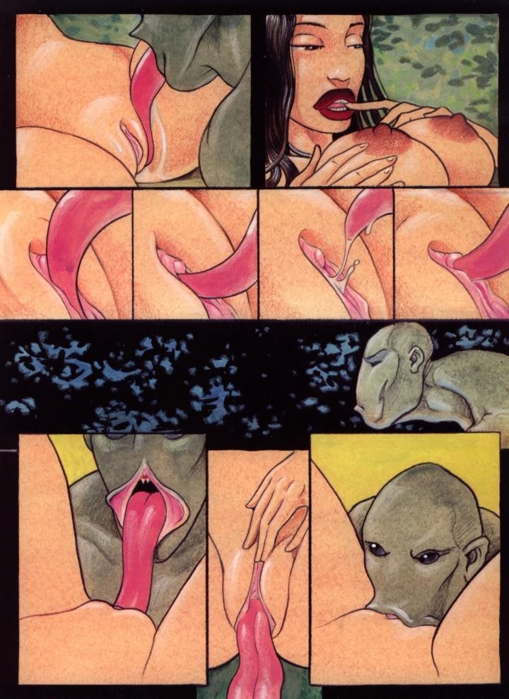 Sexe extraterrestre avec une brune aux lèvres rouges
 #69675216