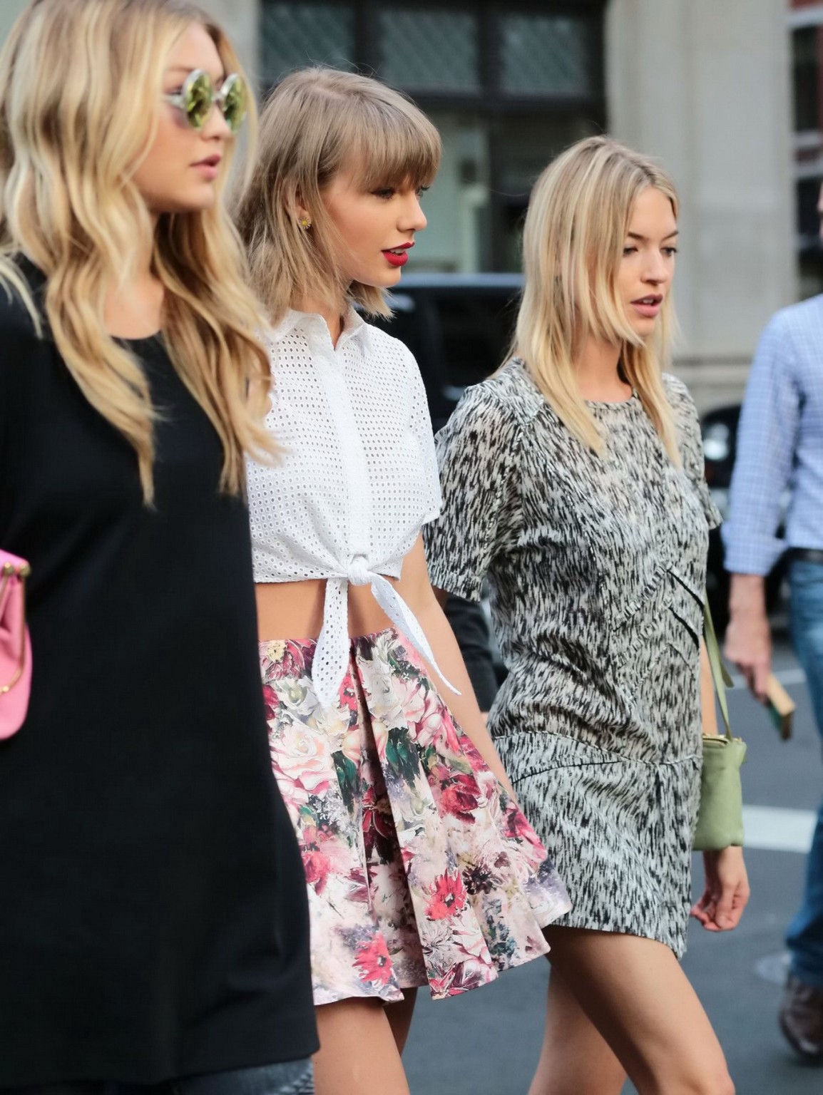 Taylor Swift see through to bra and leggy with Martha Hunt and Gigi Hadid out in #75162606