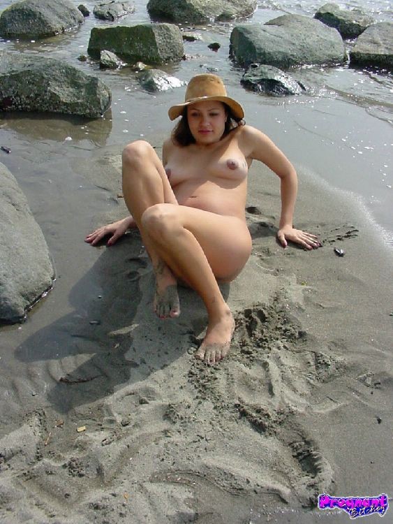 Pregnant babe showing her nude preggo body outdoor #76562694