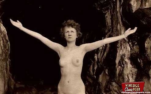 Several vintage ladies showing their good bodies outdoor #67863547