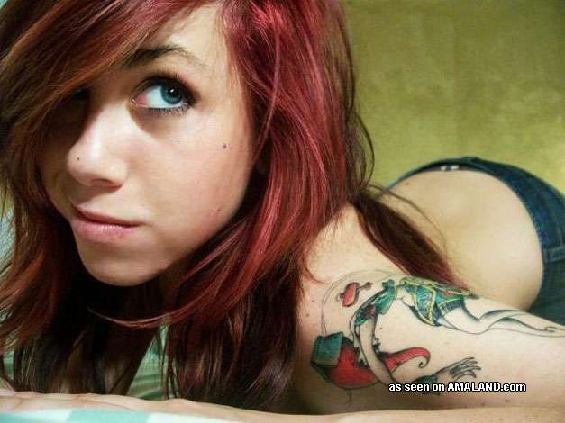 Homemade pix of pierced and tattooed alternative emo teen GFs #79429299