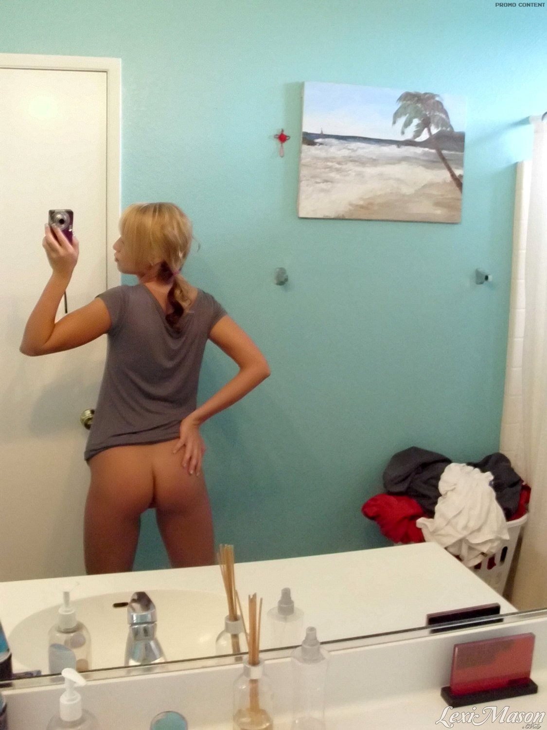 Slim blonde teen with tiny tits selfshots #67450918