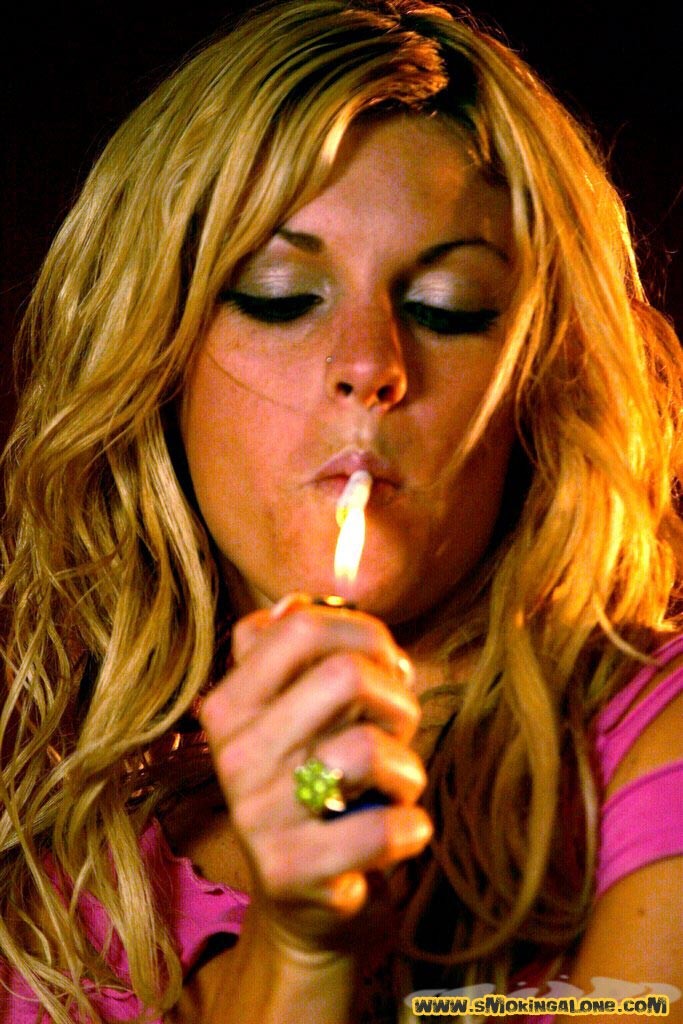 Sexy blonde babe smoking and masturbating #76630564