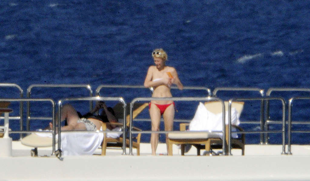 Paris Hilton flashing her panties upskirt on street and exposing her tits on yac #75340577