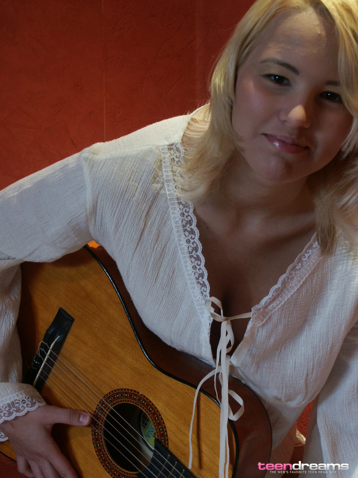 Luscious blonde teen practices playing her guitar nude #70870162