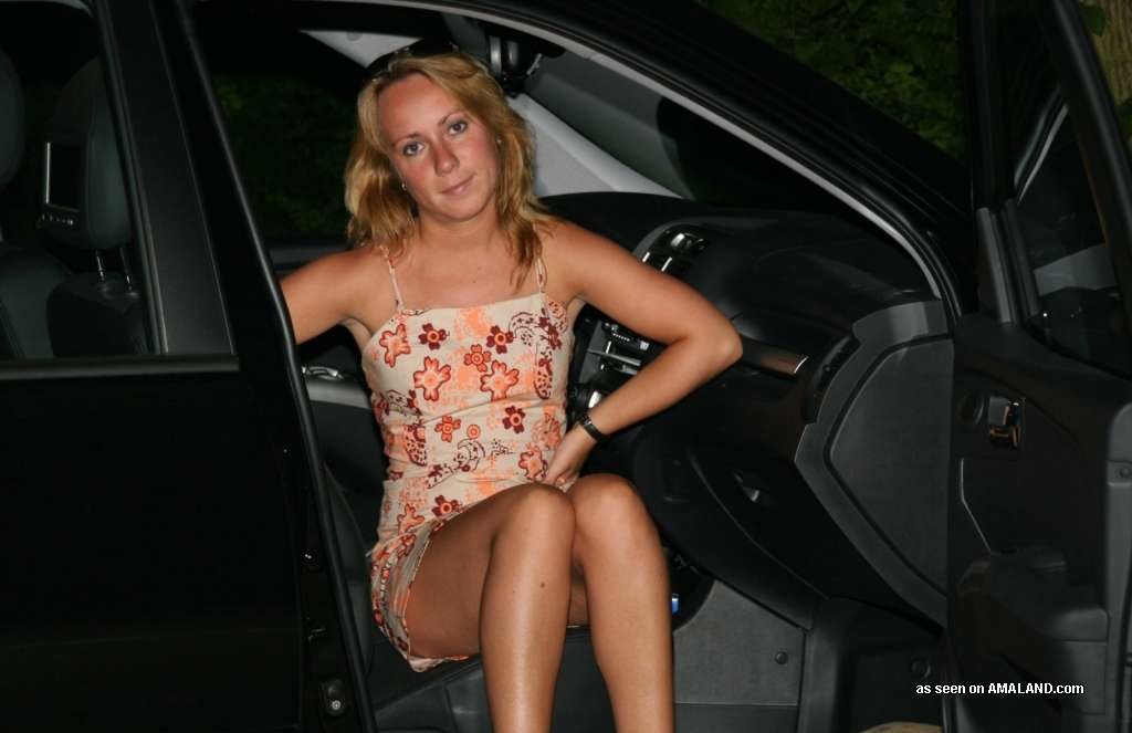 Amateur teen girlfriend sucks cock and toys pussy outside car #78398173