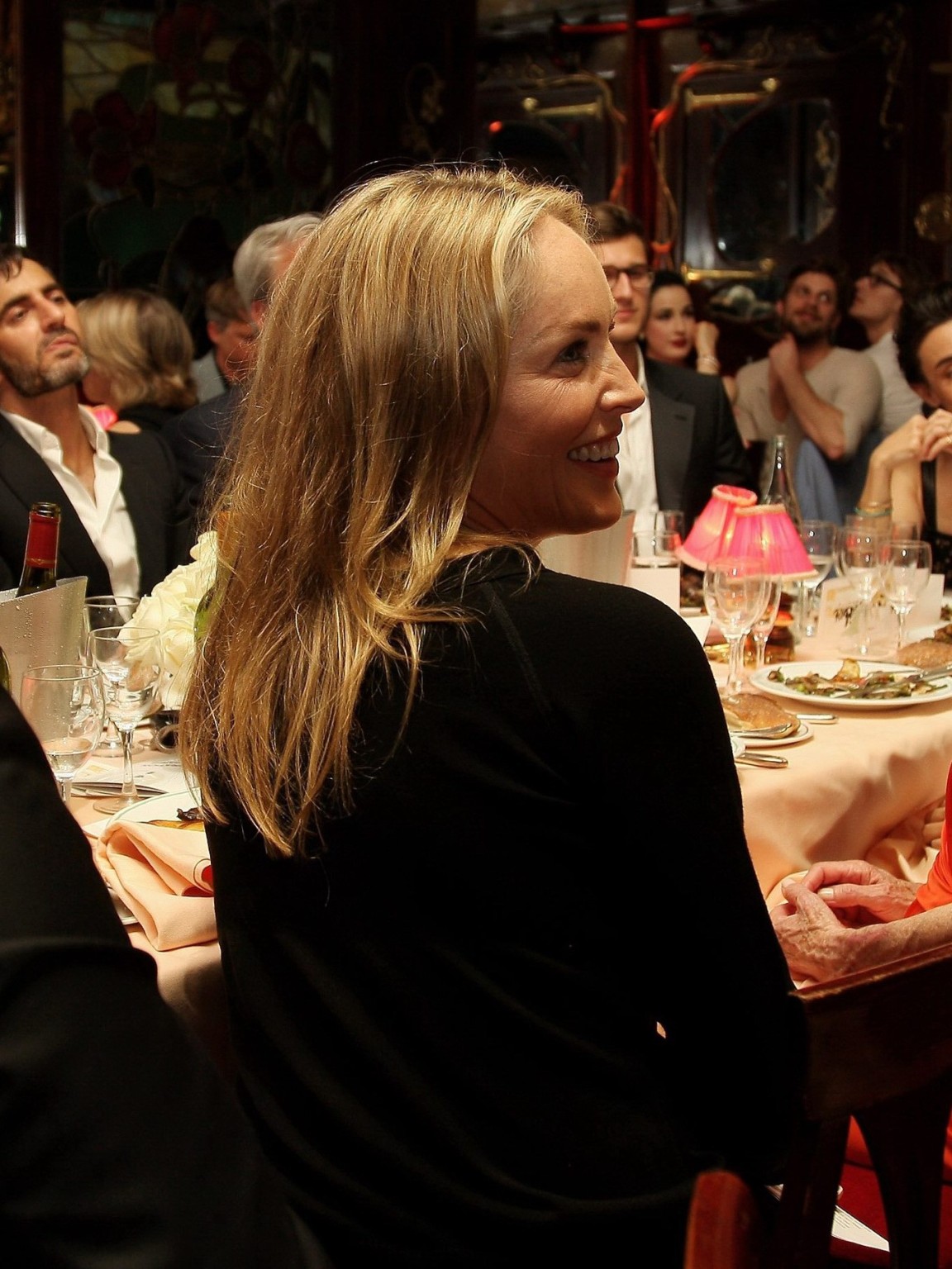 Sharon stone mostrando sus tetas en un top transparente en la noche de inspiración amfar #75258793