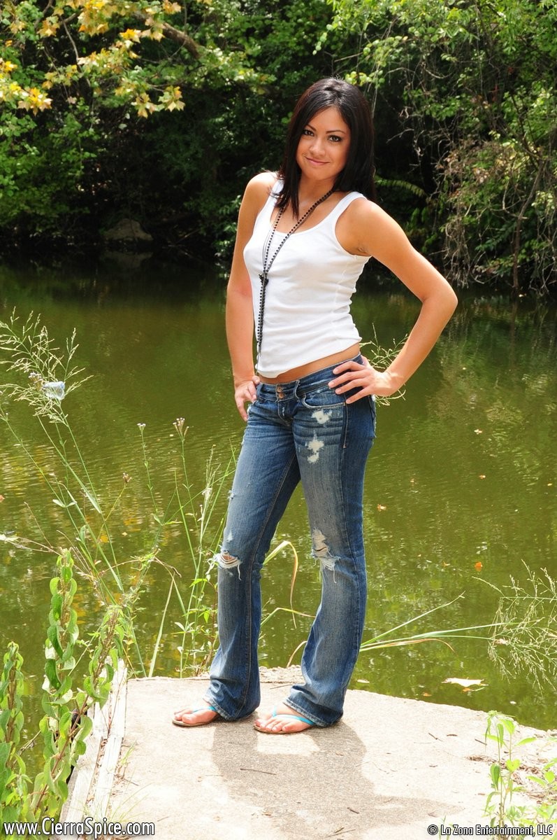 Latina teen girl strips by the lake #77868440