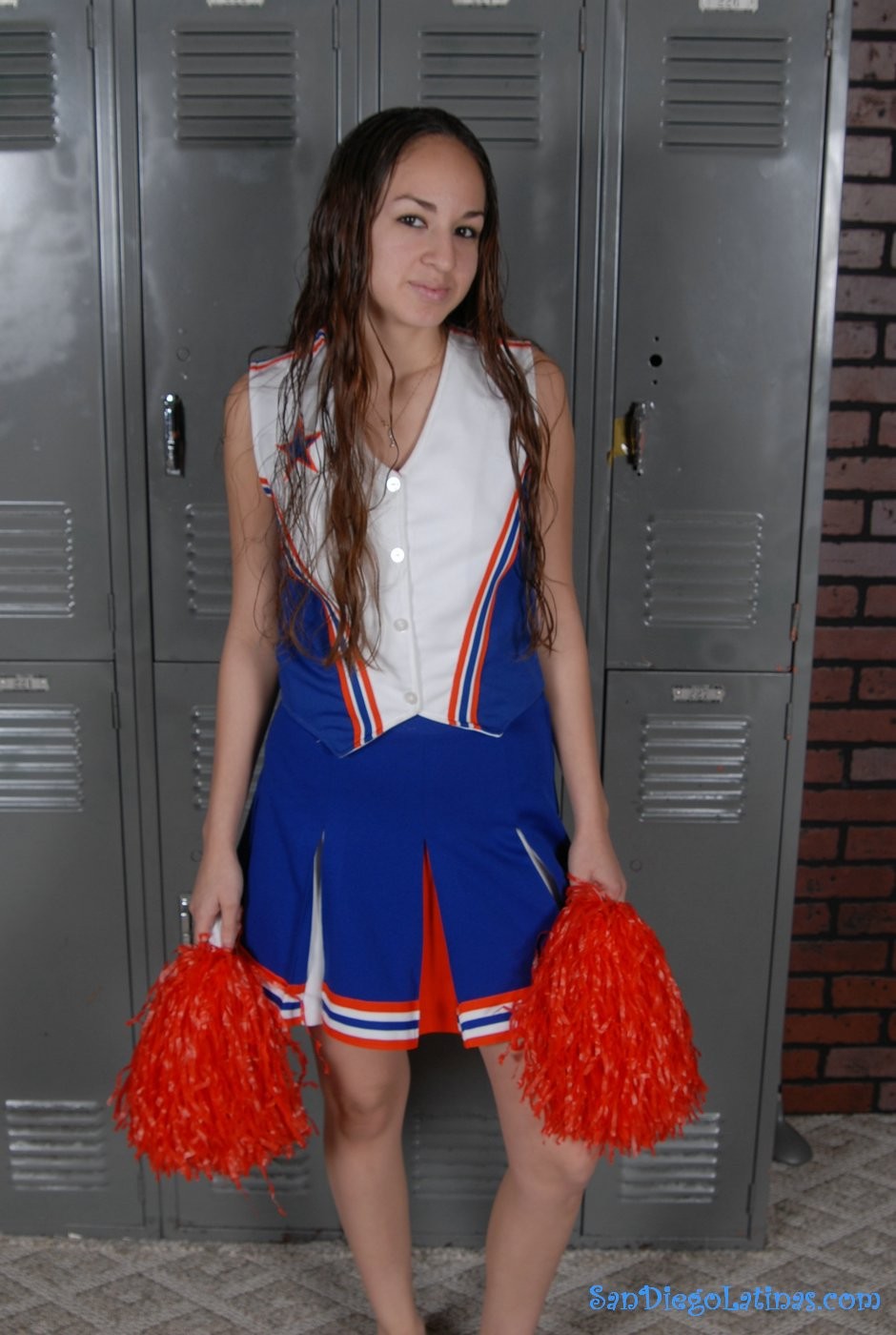 A latina cheerleader gets naked in the locker room #75469488