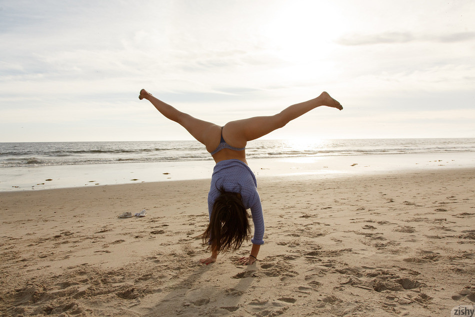 Adult model Leah Gotti posing at the beach #72235824