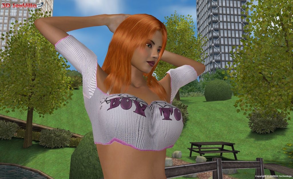 Busty 3d babe seducing an officer in a public park #69350955