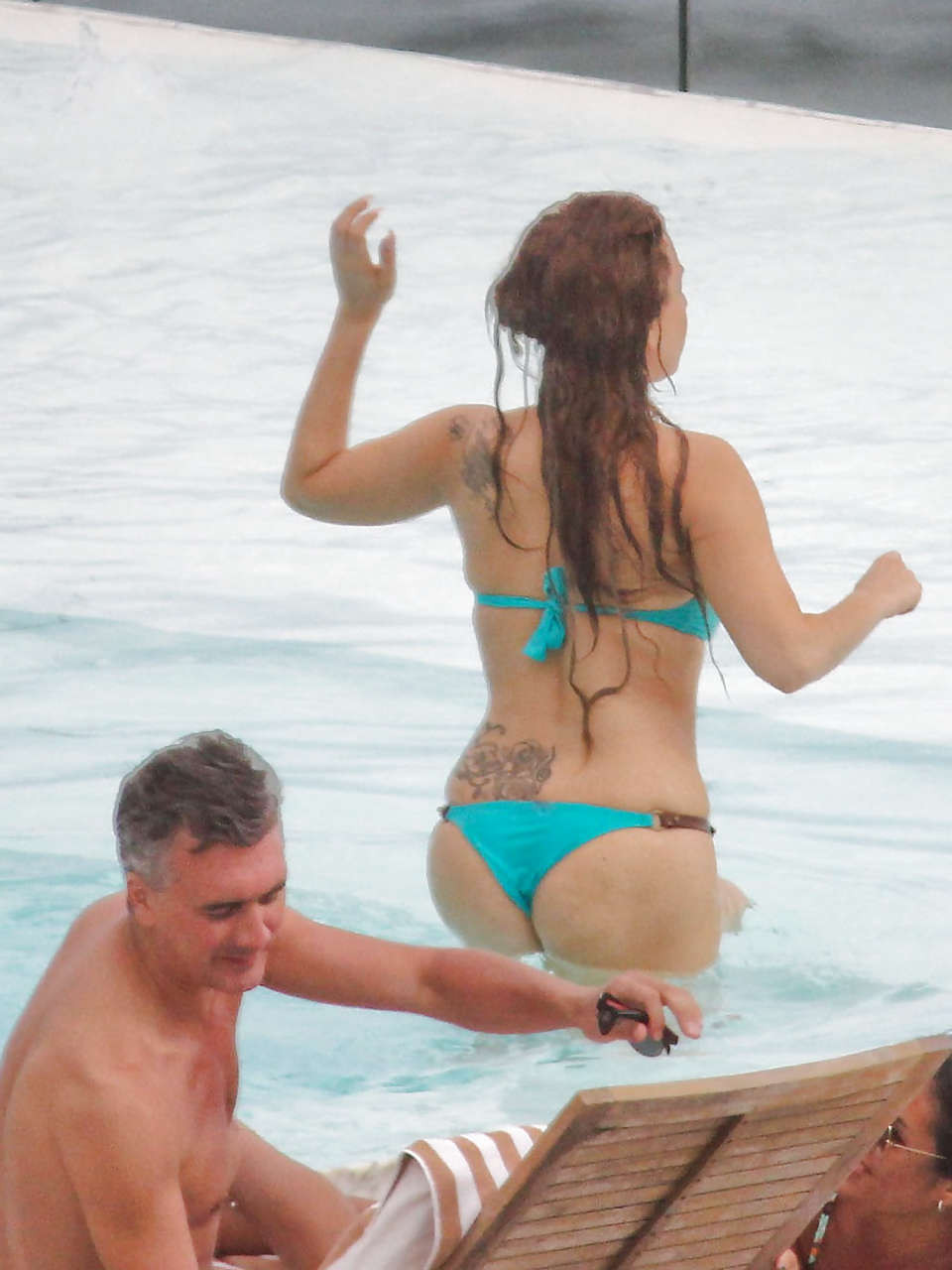Lady Gaga shows sexy body and nice ass in bikini on pool #75225868