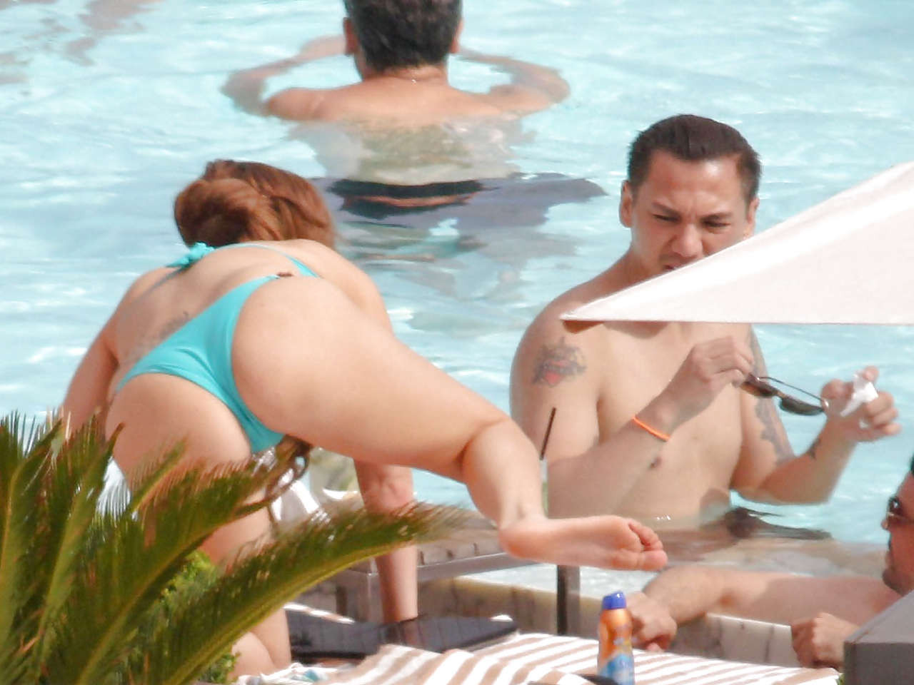 Lady Gaga shows sexy body and nice ass in bikini on pool #75225871